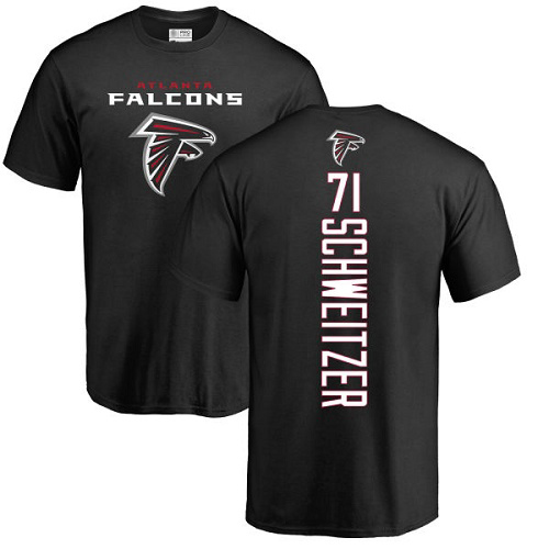 Atlanta Falcons Men Black Wes Schweitzer Backer NFL Football #71 T Shirt->nfl t-shirts->Sports Accessory